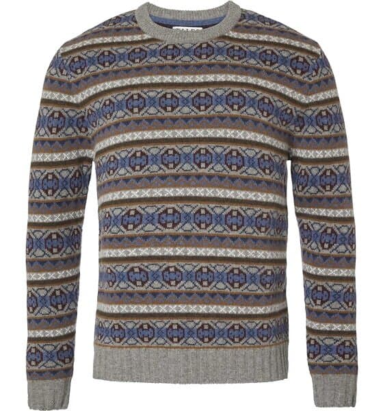 Chevalier Moss Wool Sweater Men Stone Grey Jaquard