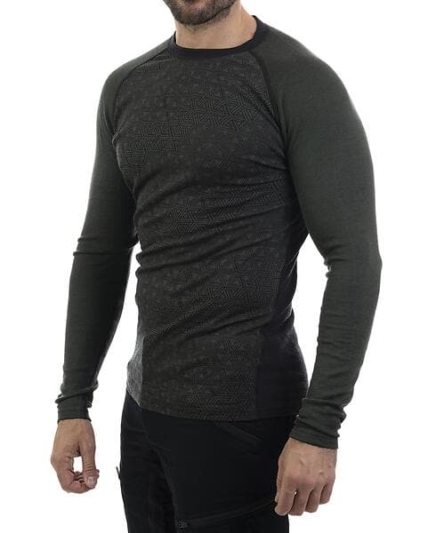 Bula Geo Merino Wool Crew - Herre - Grå - S male
